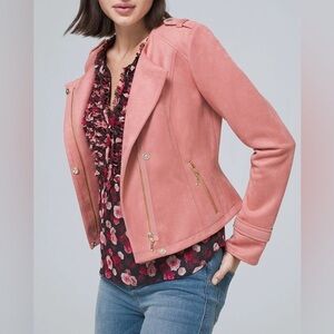 New White House Black Market Pink Blazer Asymmetrical Zipper
